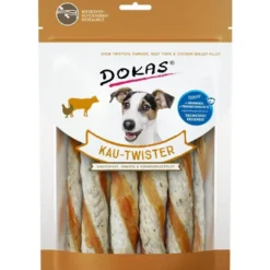 Outlet Dokas Tyggetwister ko, kallun og kylling 200 g - snoede tyggepinde Snacks Til Hvalpe - Lækre Godbidder Til Træning Og Forkælelse|Hundeguf Og Tyggeben Til Hunde