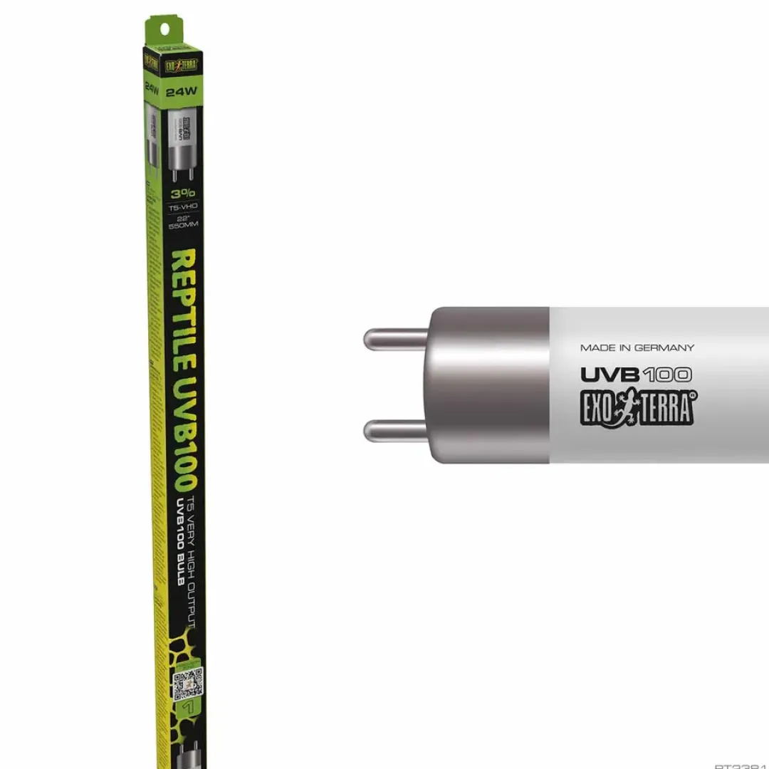 Hot Exo Terra Reptil UVB100 T5 24 Watt - Optimal UVA/UVB-belysning til tropiske reptiler Terrarielysstofrør, Pærer Og Varme