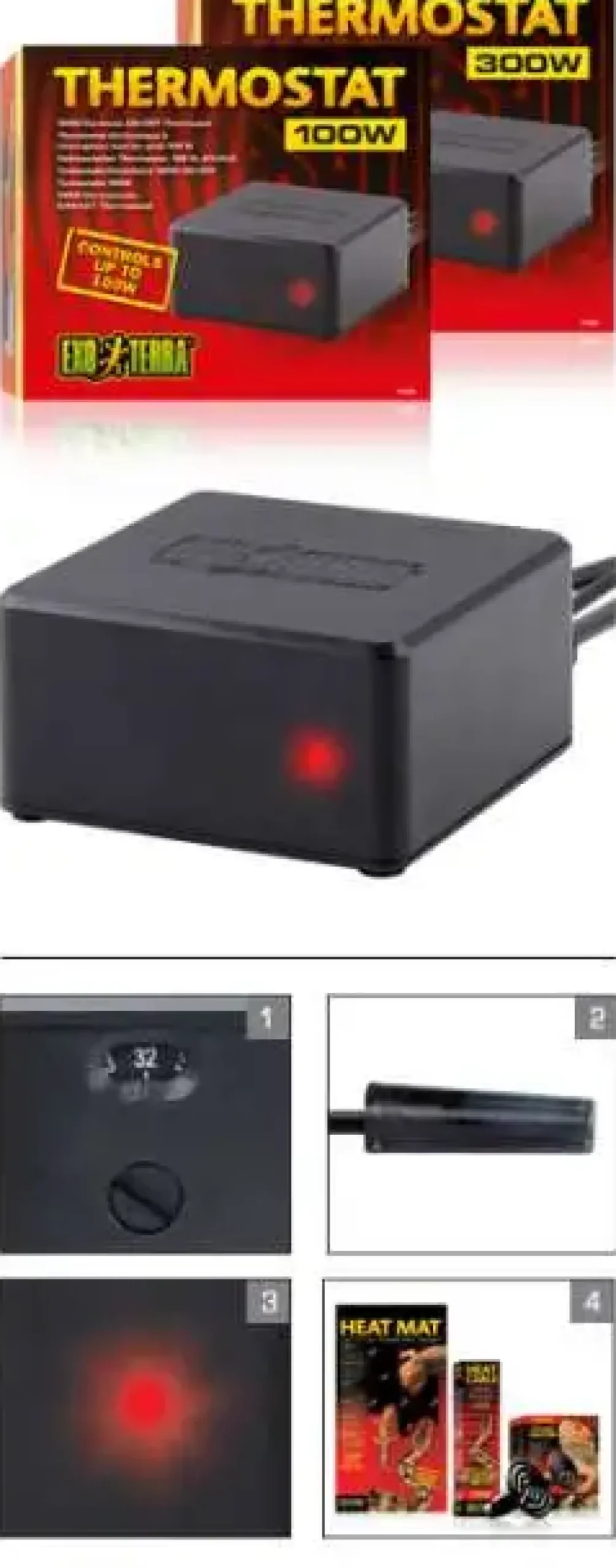Discount Exo Terra Thermostat 300 W Terrarielysstofrør, Pærer Og Varme