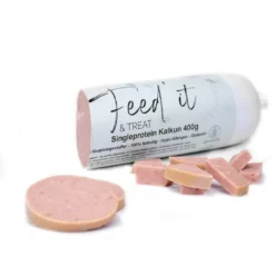 Outlet Feedit & Treat Pure Turkey 400 g - naturlig kalkunskærepølse til hund og kat Snacks Til Hvalpe - Lækre Godbidder Til Træning Og Forkælelse|Hundeguf Og Tyggeben Til Hunde