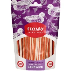 Sale FICCARO Hundesnack And & Sej Sandwich - and og sej i sandwichstykker 100 g Snacks Til Hvalpe - Lækre Godbidder Til Træning Og Forkælelse|Kattefoder & Snacks