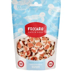 New FICCARO Hundesnack And & Sej Sushi - and og sej i sushi-stykker 100 g Snacks Til Hvalpe - Lækre Godbidder Til Træning Og Forkælelse|Kattefoder & Snacks