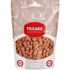 FICCARO Hundesnack Kanin Soft Cubes - bløde tern af kanin 100 g Snacks Til Hvalpe - Lækre Godbidder Til Træning Og Forkælelse|Kattefoder & Snacks