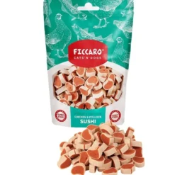 Online FICCARO Hundesnack Kylling og sej i sushi-form 100 g - lækre hundesnacks Snacks Til Hvalpe - Lækre Godbidder Til Træning Og Forkælelse|Kattefoder & Snacks