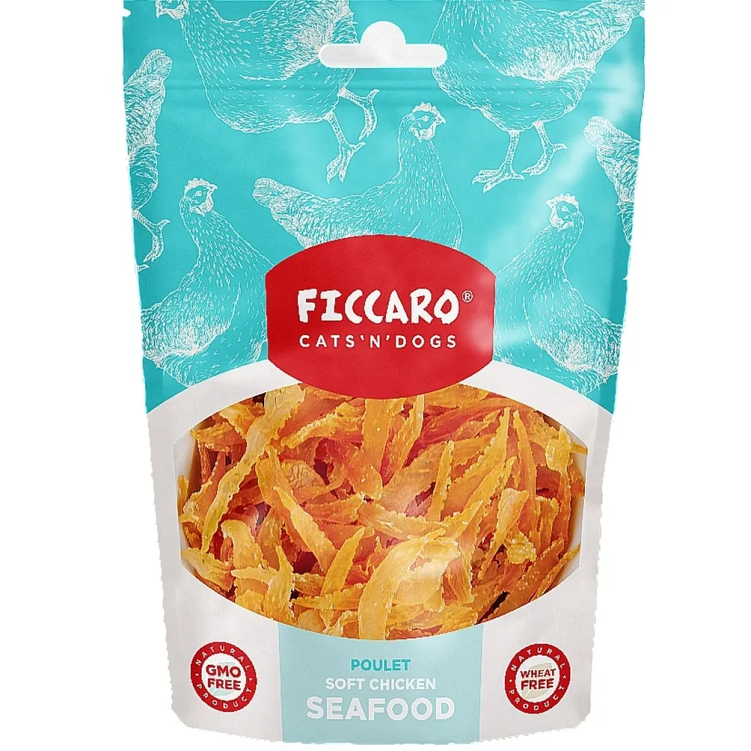 Sale FICCARO Hundesnack Kylling Soft Seafood - bløde kyllingesnacks 100 g Snacks Til Hvalpe - Lækre Godbidder Til Træning Og Forkælelse|Kattefoder & Snacks