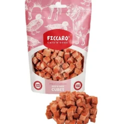 Sale FICCARO Hundesnack Okse & And Cubes - i tern 100 g Snacks Til Hvalpe - Lækre Godbidder Til Træning Og Forkælelse|Kattefoder & Snacks