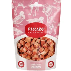 Sale FICCARO Hundesnack Okse & And Cubes - i tern 100 g Snacks Til Hvalpe - Lækre Godbidder Til Træning Og Forkælelse|Kattefoder & Snacks