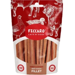 Clearance FICCARO Hundesnack Okse & And Fillet - okse og and i fileter 100 g Snacks Til Hvalpe - Lækre Godbidder Til Træning Og Forkælelse|Kattefoder & Snacks