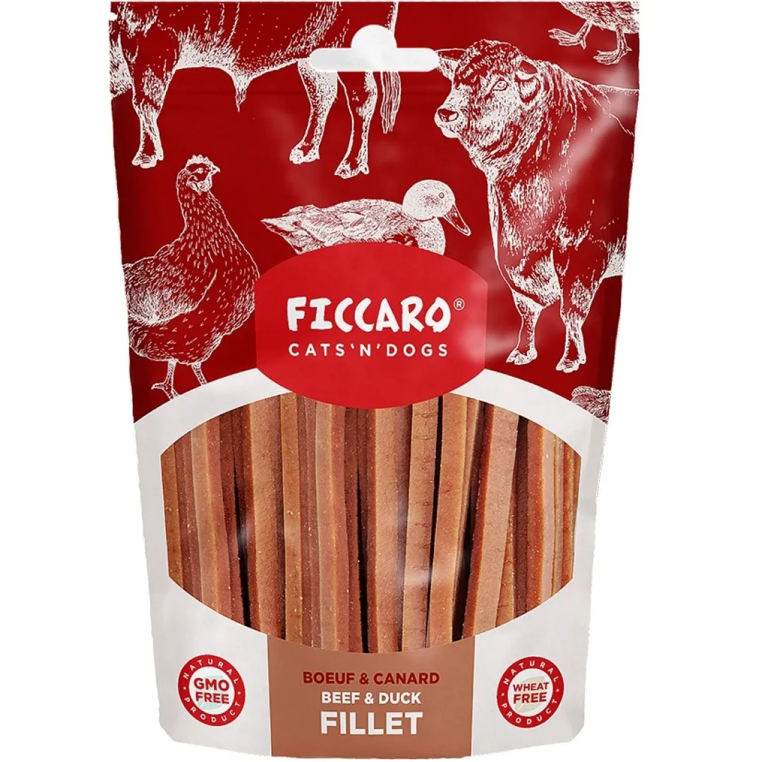 Clearance FICCARO Hundesnack Okse & And Fillet - okse og and i fileter 100 g Snacks Til Hvalpe - Lækre Godbidder Til Træning Og Forkælelse|Kattefoder & Snacks