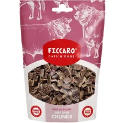 Hot FICCARO Hundesnack Okse Lever Chunks - tørret lever 100 g Snacks Til Hvalpe - Lækre Godbidder Til Træning Og Forkælelse|Kattefoder & Snacks