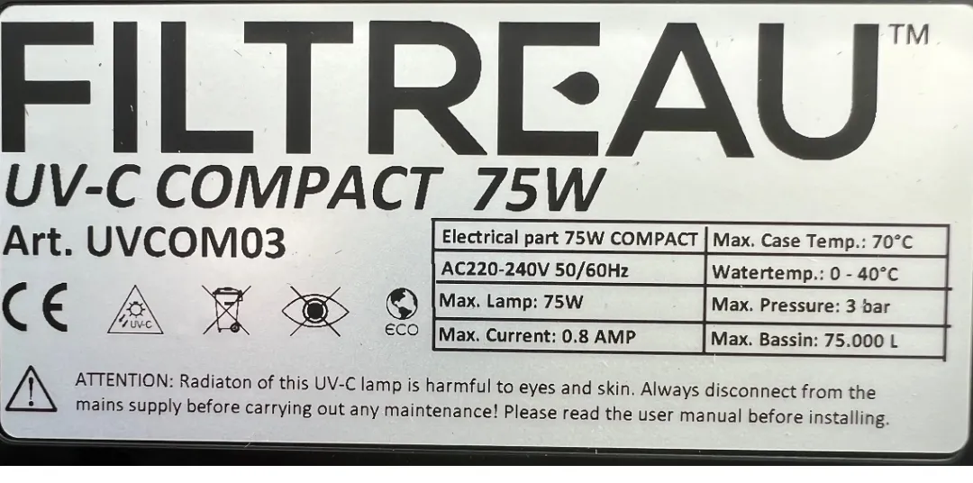 Best UV-C Compact 75 watt UVC Lys Uvc-Lys Og Ozon Til Havedam|Uv-Lys Og Ozon Til Akvarier