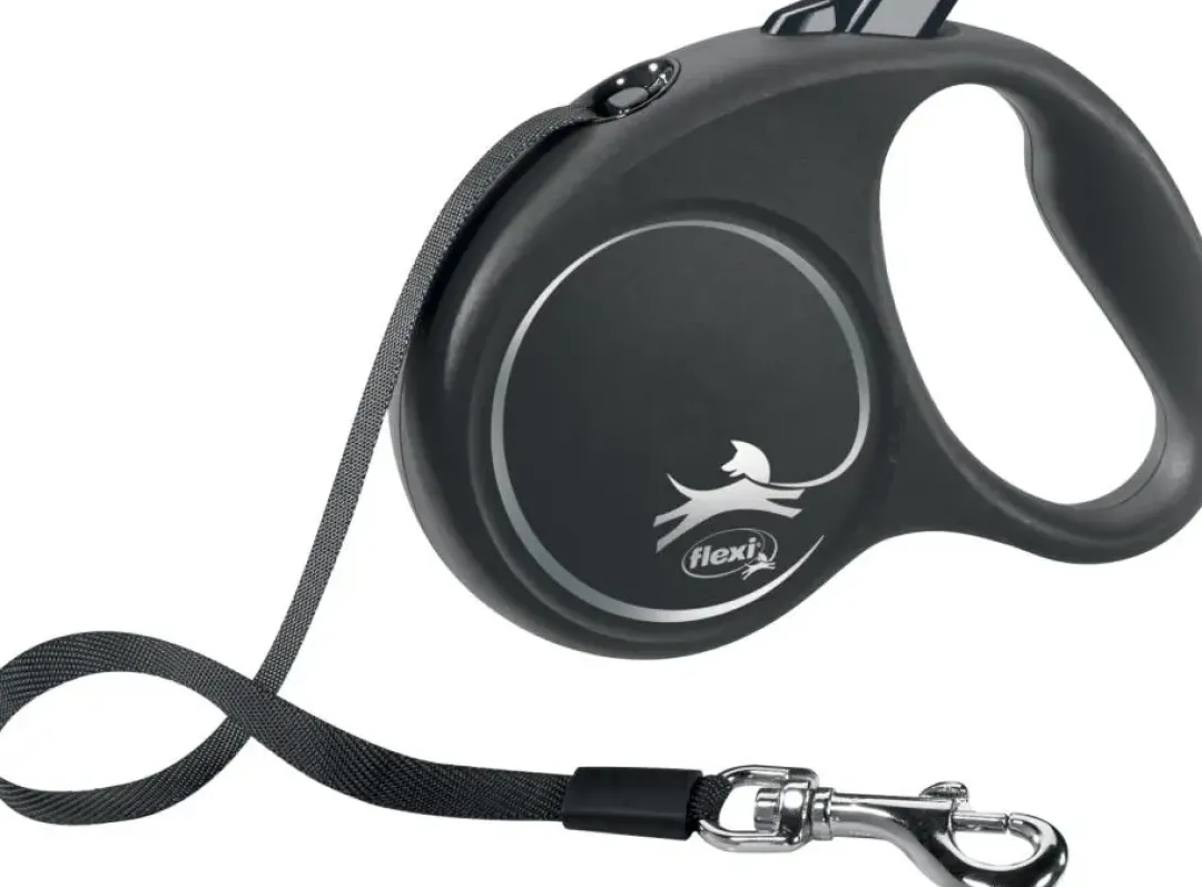 New Flexi Black Design bånd L 5 meter 50 kg sort Hundesnor I Mange Varianter Og Materialer|Hundesnor Til Hvalpe