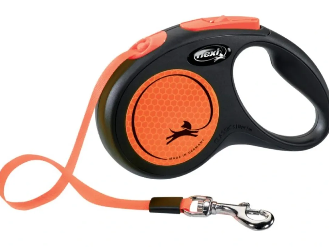 Outlet Flexi New Neon bånd S 5 meter 15 kg orange Hundesnor I Mange Varianter Og Materialer|Hundesnor Til Hvalpe