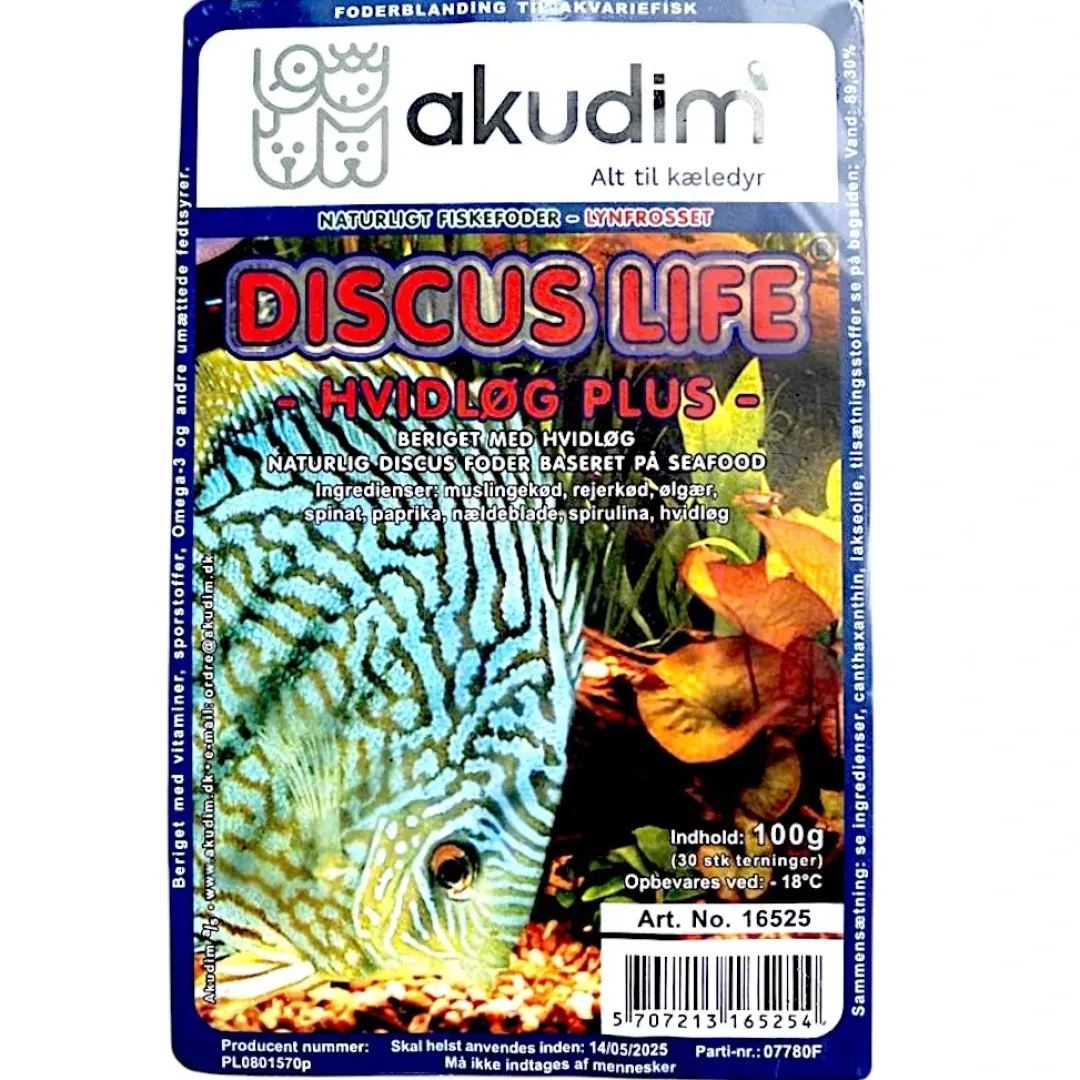New Frostfoder AK Discus LIFE hvidløg 100 g Fiskefoder Til Ferskvandsfisk