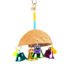 Hot Fuglelegetøj Halv Kokos med klokker 13x13x19 cm Fuglelegetøj