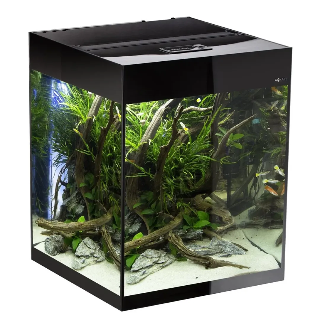 Sale Glossy akvarie Cube 50x50x63 cm 132 L Sort Akvarier