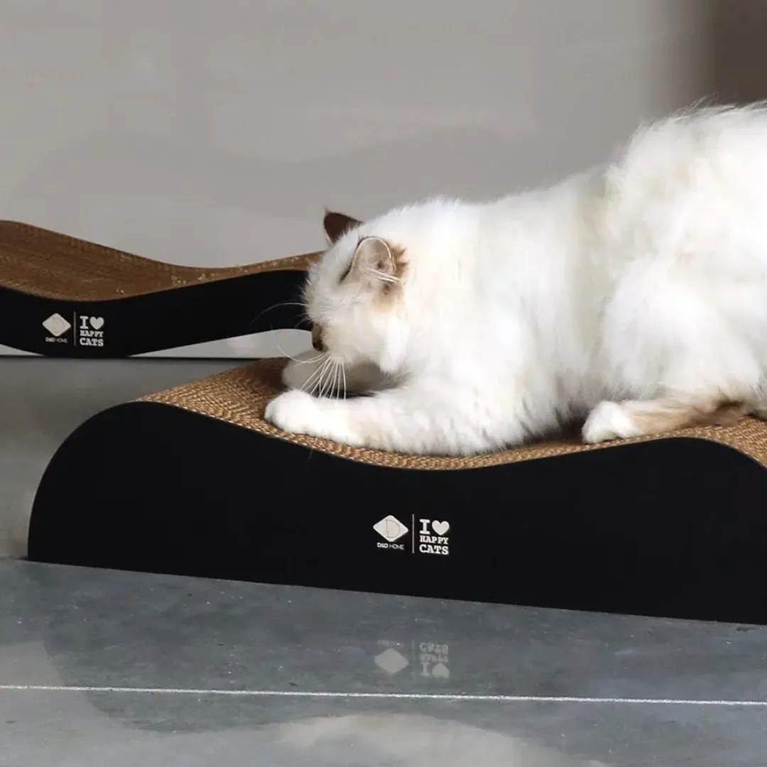 Sale HappyCat ARCHIE Kradse Lounge 2i1 75x18 og 5x25 cm Sort Pap-kradsebræt Kradsetræer Og Klatremøbler Til Kat|Kradsetræ Til Killinger - Leg Træning Og Klopleje I Et