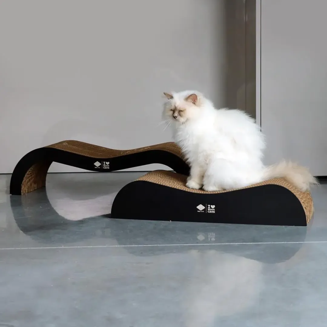 Sale HappyCat ARCHIE Kradse Lounge 2i1 75x18 og 5x25 cm Sort Pap-kradsebræt Kradsetræer Og Klatremøbler Til Kat|Kradsetræ Til Killinger - Leg Træning Og Klopleje I Et
