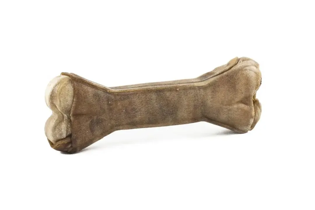 Outlet Håndlavet Presset Tyggeben med fyld af hjort 17 cm 85 g - stort tyggeben Hundeguf Og Tyggeben Til Hunde