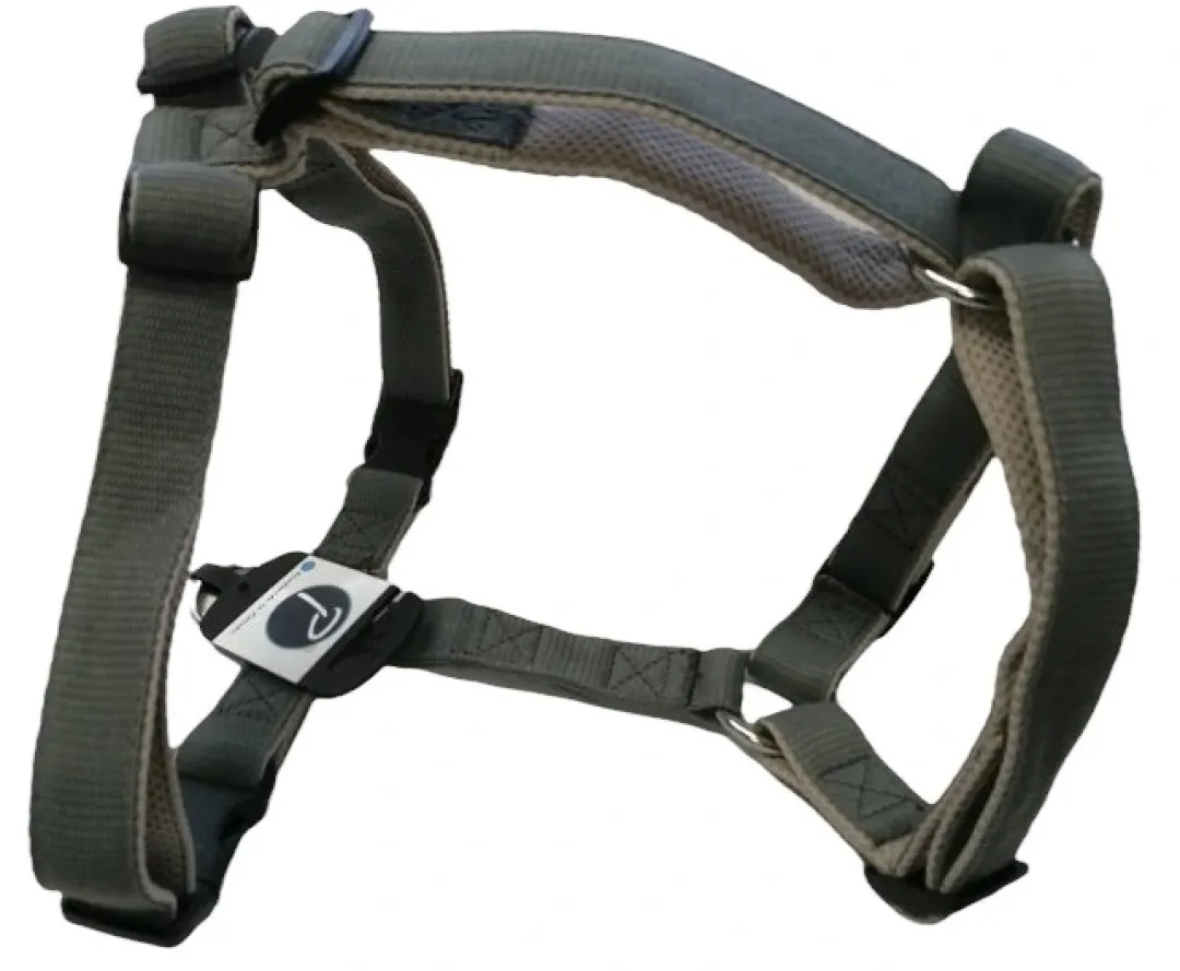 Sale Hundesele Nylon Grå justerbar Grå str. 54-70 cm 20 mm - åndbar komfort Hundeseler Til Alle Behov Og Hundestørrelser