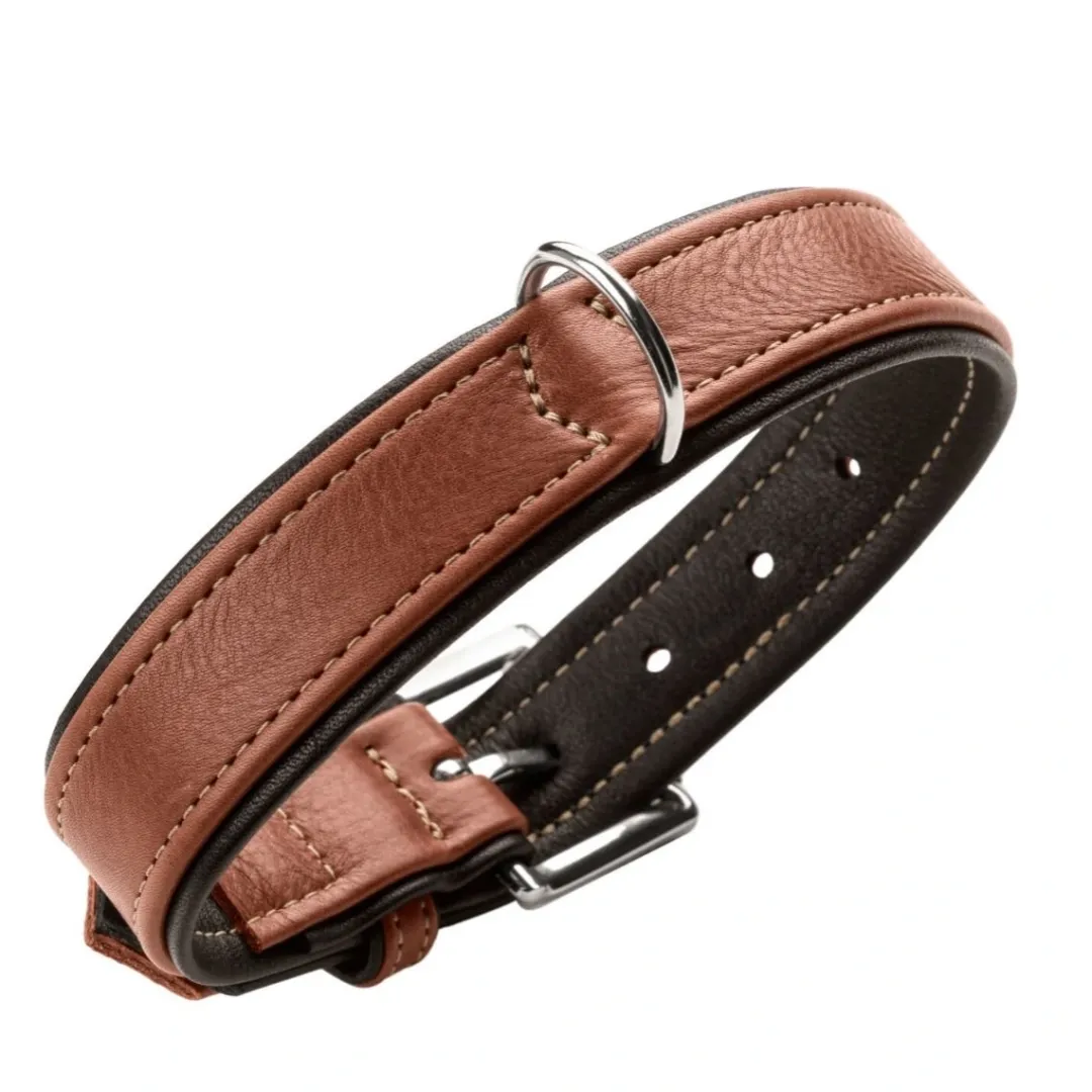 Best Canadian UP Hundehalsbånd M 55 Sort/Cognac - 42-48 cm Hvalpehalsbånd - Bløde Og Sikre Halsbånd Med Perfekt Pasform Til Din Hvalp|Hundehalsbånd Med Stil - Komfort Og Sikkerhed Til Din Hund