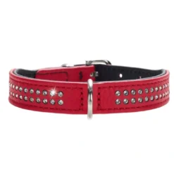 Discount Diamond petit halsbånd str.32 Rød - 24-28 cm Hvalpehalsbånd - Bløde Og Sikre Halsbånd Med Perfekt Pasform Til Din Hvalp|Hundehalsbånd Med Stil - Komfort Og Sikkerhed Til Din Hund