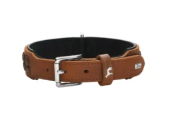 Clearance Halsbånd El Paso M-L 60 Cognac/Sort - 46-52 cm Hvalpehalsbånd - Bløde Og Sikre Halsbånd Med Perfekt Pasform Til Din Hvalp|Hundehalsbånd Med Stil - Komfort Og Sikkerhed Til Din Hund