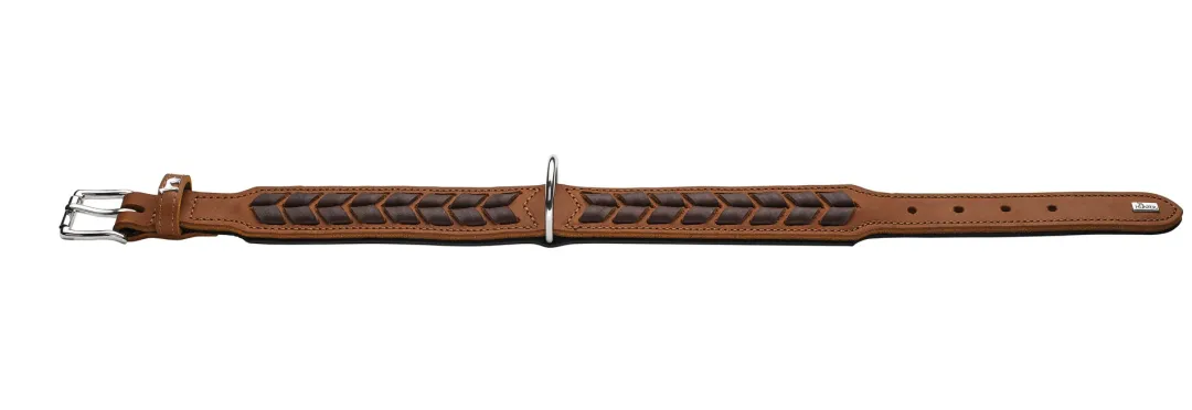 New Halsbånd El Paso M-L 60 Cognac/Sort - 46-52 cm Hvalpehalsbånd - Bløde Og Sikre Halsbånd Med Perfekt Pasform Til Din Hvalp|Hundehalsbånd Med Stil - Komfort Og Sikkerhed Til Din Hund