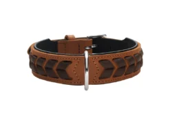 New Halsbånd El Paso M-L 60 Cognac/Sort - 46-52 cm Hvalpehalsbånd - Bløde Og Sikre Halsbånd Med Perfekt Pasform Til Din Hvalp|Hundehalsbånd Med Stil - Komfort Og Sikkerhed Til Din Hund