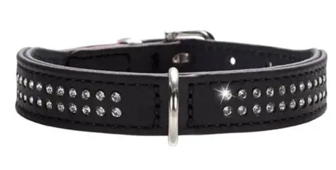 Hot Halsbånd S 20-23,50 cm Diamond Petit Sort Hvalpehalsbånd - Bløde Og Sikre Halsbånd Med Perfekt Pasform Til Din Hvalp|Hundehalsbånd Med Stil - Komfort Og Sikkerhed Til Din Hund