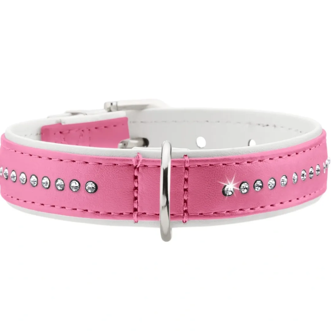 Hot Halsbånd XS 17-20,5 cm Diamond Petit Pink Hvalpehalsbånd - Bløde Og Sikre Halsbånd Med Perfekt Pasform Til Din Hvalp|Hundehalsbånd Med Stil - Komfort Og Sikkerhed Til Din Hund