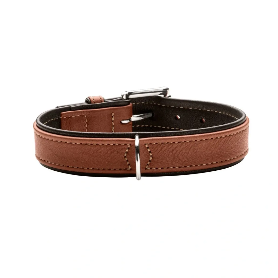 Clearance Hundehalsbånd læder Canada Elg Str.35 Cognac/Sort - 24-30 cm Hvalpehalsbånd - Bløde Og Sikre Halsbånd Med Perfekt Pasform Til Din Hvalp|Hundehalsbånd Med Stil - Komfort Og Sikkerhed Til Din Hund