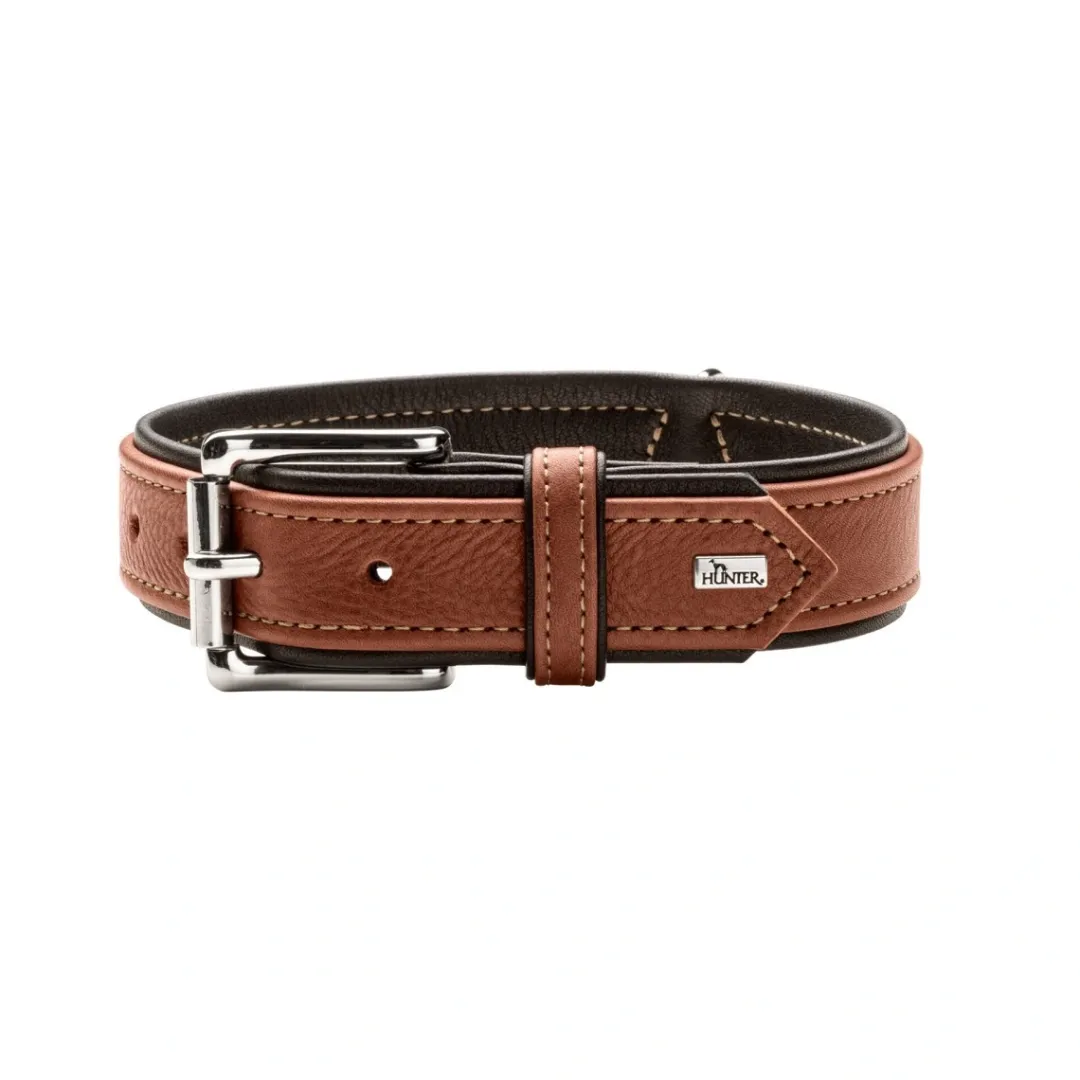Outlet Hundehalsbånd læder Canada Elg Str.40 Cognac/Sort - 29-35 cm Hvalpehalsbånd - Bløde Og Sikre Halsbånd Med Perfekt Pasform Til Din Hvalp|Hundehalsbånd Med Stil - Komfort Og Sikkerhed Til Din Hund
