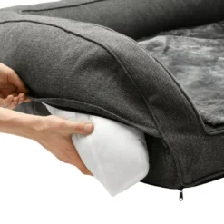 ortopædisk hundesofa Livingston Large 100 x 80 cm Antracit Hundesenge Og Kurve Til Hunde - Bløde Og Komfortable|Sovepladser Til Hvalpe - Hundesenge, Kølemåtter Og Trygge Hvilesteder