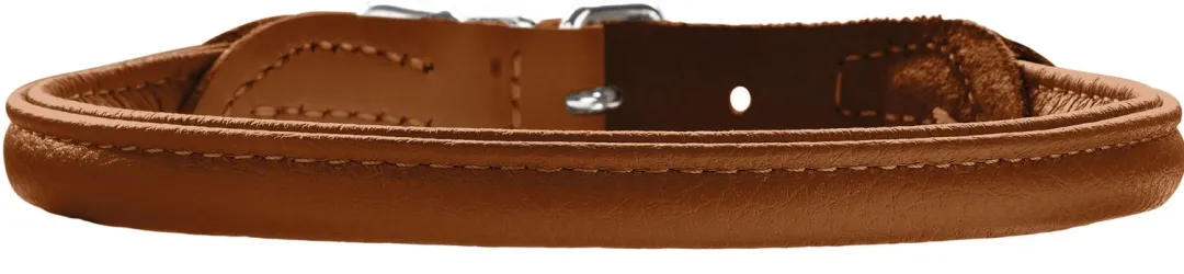rundsyet elghalsbånd 55 Cognac justering 46-51 cm - skånsom komfort til store hunde Hvalpehalsbånd - Bløde Og Sikre Halsbånd Med Perfekt Pasform Til Din Hvalp|Hundehalsbånd Med Stil - Komfort Og Sikkerhed Til Din Hund