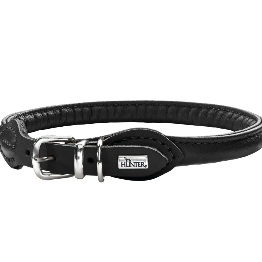 Sale rundsyet oksehalsbånd 35/8 sort 35 cm - justering 28-32 cm skånsom komfort Hvalpehalsbånd - Bløde Og Sikre Halsbånd Med Perfekt Pasform Til Din Hvalp|Hundehalsbånd Med Stil - Komfort Og Sikkerhed Til Din Hund