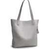 Clearance Shopper Milano Light Grey Hunter Tasker I Læder