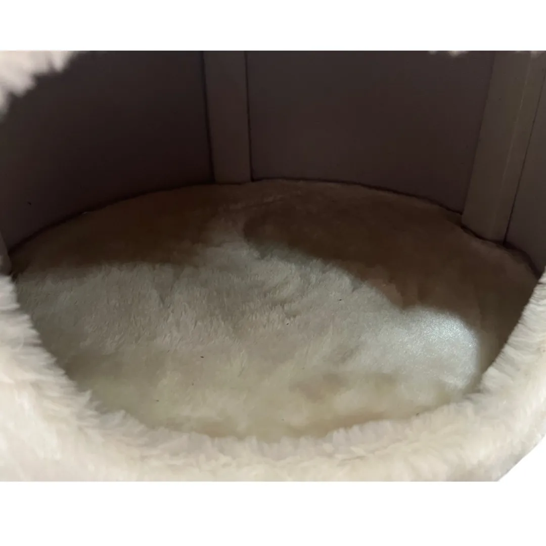 Outlet Kattens no 1 Rund hule med plys i beige Ø 50 cm med stor indgang Kradsetræer Og Klatremøbler Til Kat