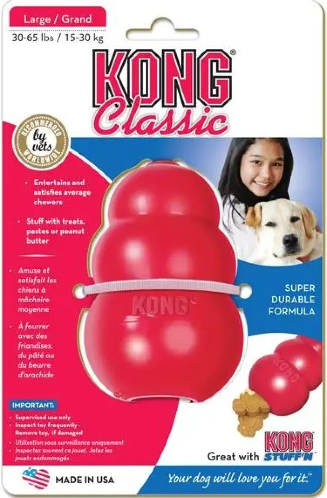 Clearance Classic Large Rød - klassisk tyggelegetøj i gummi Hundelegetøj Til Alle Hunde Leg Og Aktivering Året Rundt|Legetøj Til Hvalpe - Sjov Leg, Aktivering Og Tryghed Fra Første Dag