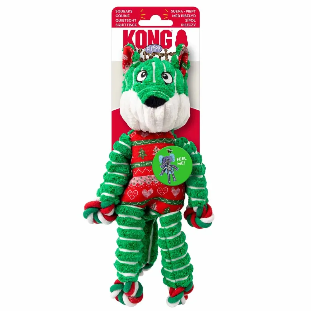 Best Holiday Floppy Knots Fox S/M - et klassisk plys-hundelegetøj med reb og knuder, pivelyd og juletema. Julelegetøj Til Dyr|Hundelegetøj Til Alle Hunde Leg Og Aktivering Året Rundt