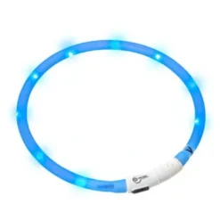 Clearance LED Visio Light Halsbånd Blå 20-70 cm - Opladeligt og justerbart sikkerhedslys Hvalpehalsbånd - Bløde Og Sikre Halsbånd Med Perfekt Pasform Til Din Hvalp|Hundehalsbånd Med Stil - Komfort Og Sikkerhed Til Din Hund