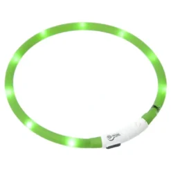 Hot LED Visio Light Halsbånd Grøn 20-70 cm - Opladeligt og justerbart sikkerhedslys Hvalpehalsbånd - Bløde Og Sikre Halsbånd Med Perfekt Pasform Til Din Hvalp|Hundehalsbånd Med Stil - Komfort Og Sikkerhed Til Din Hund