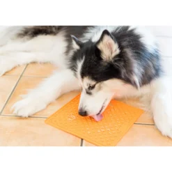 New Slikkemåtte 20 x 20 cm Orange - aktiveringsmåtte til hunde Killingelegetøj - Sjov, Træning Og Aktivering For Killinger|Hundelegetøj Til Alle Hunde Leg Og Aktivering Året Rundt