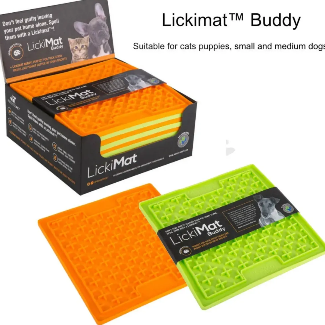 New Slikkemåtte 20 x 20 cm Orange - aktiveringsmåtte til hunde Killingelegetøj - Sjov, Træning Og Aktivering For Killinger|Hundelegetøj Til Alle Hunde Leg Og Aktivering Året Rundt