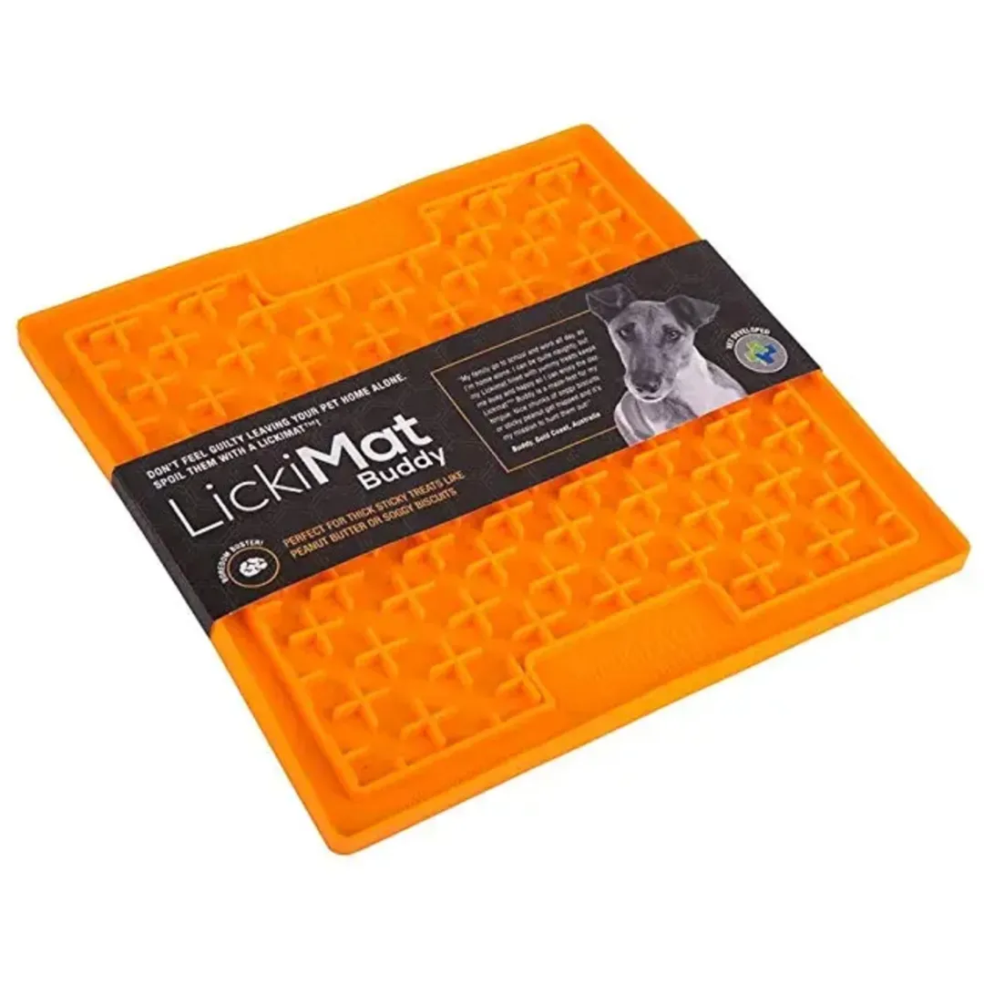 New Slikkemåtte 20 x 20 cm Orange - aktiveringsmåtte til hunde Killingelegetøj - Sjov, Træning Og Aktivering For Killinger|Hundelegetøj Til Alle Hunde Leg Og Aktivering Året Rundt