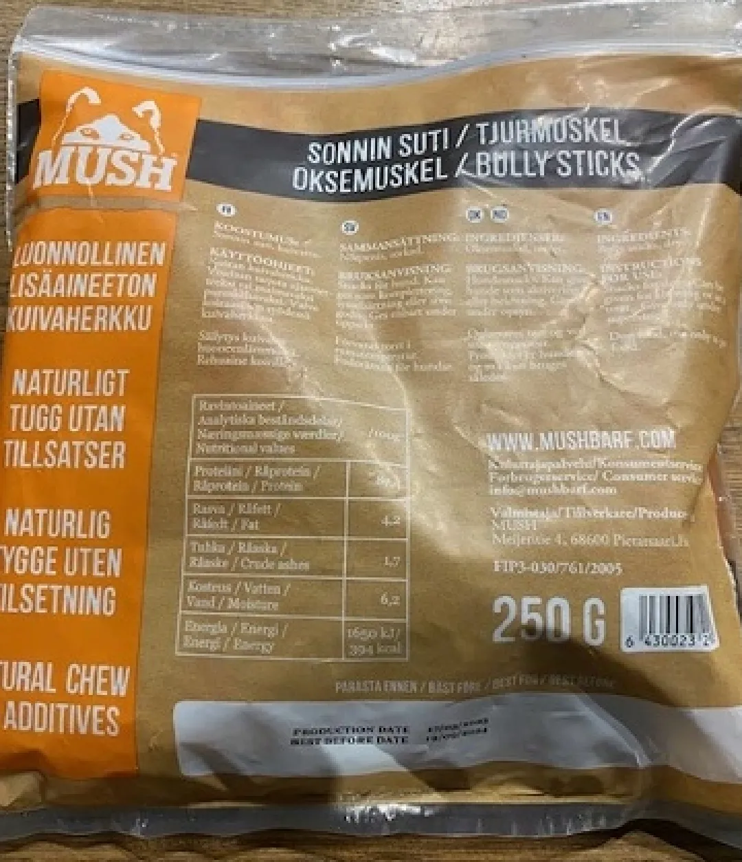 Discount VAINU Hundesnack Tyremuskel 250 g - naturlige tyggeben til hunde Hundeguf Og Tyggeben Til Hunde