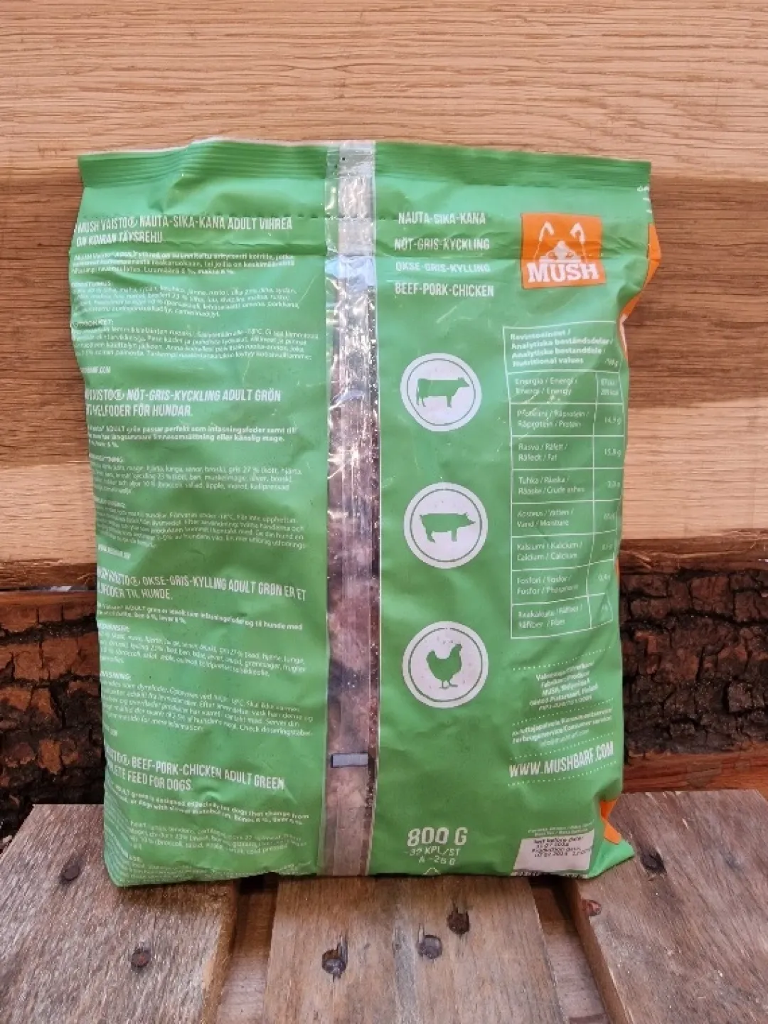Best Vaisto Grøn Okse Gris Kylling 800 g - Naturligt hundefoder med kød og grønt Hundefoder