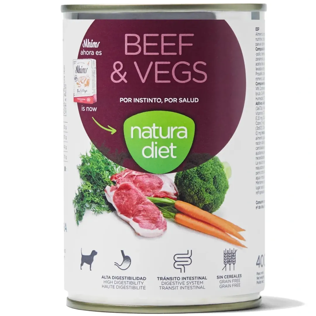 New Natura Diet Adult Hund Bøf Vådfoder 400 g - naturligt hundefoder Hundefoder