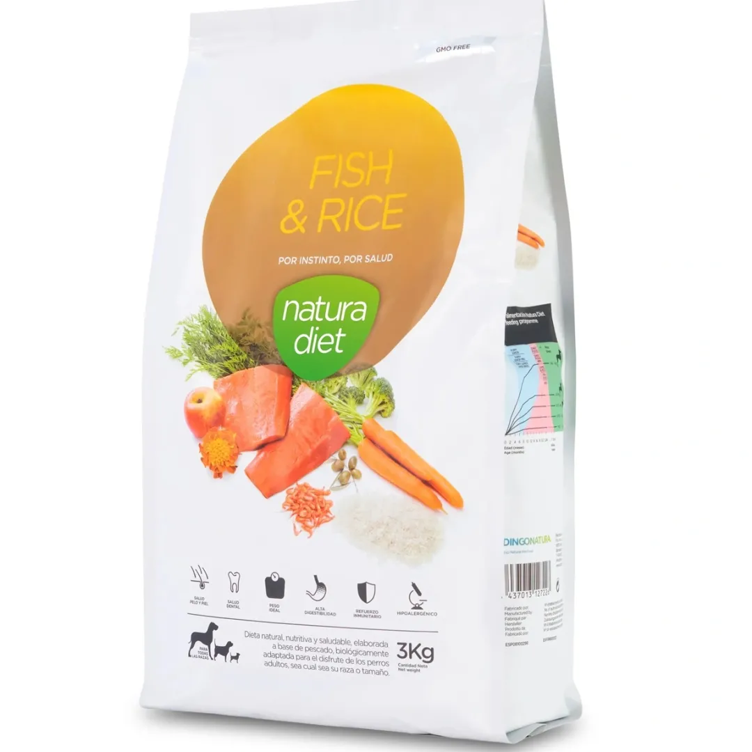 Outlet Natura Diet Fisk og Ris hundefoder 3 kg - Naturlig ernæring til hunde Hundefoder|Tørfoder Til Hunde I Alle Størrelser Og Aldre