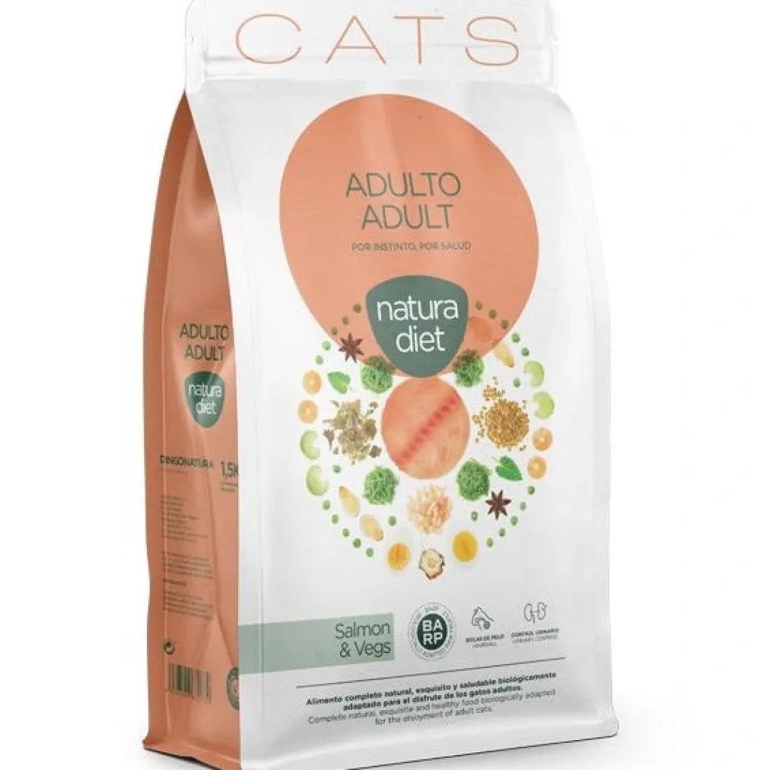 Discount Natura Diet Kattefoder Adult Laks 1,5 kg - tørfoder til voksne katte Kattefoder & Snacks
